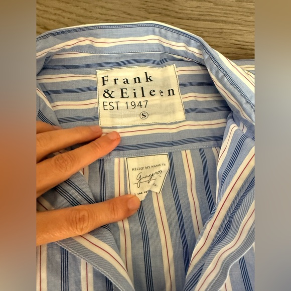 NWT Frank & Eileen Grayson Blue and White Striped Shirt - Picture 3 of 4